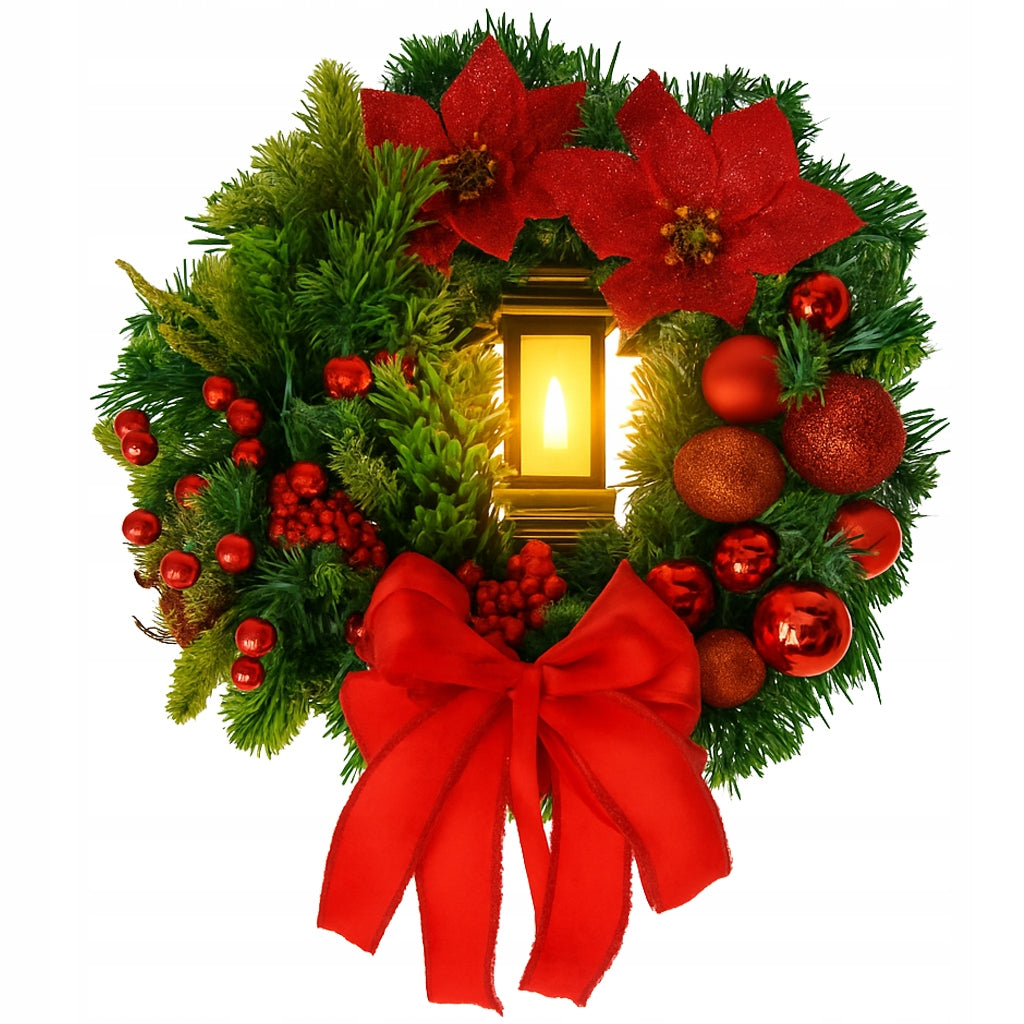 Christmas wreath reed for door decoration for Christmas LED 34 cm