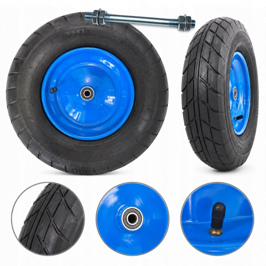 Circle, strong wheel for garden wheelbarrow, construction 4.8/4.00-8 6PR with axle