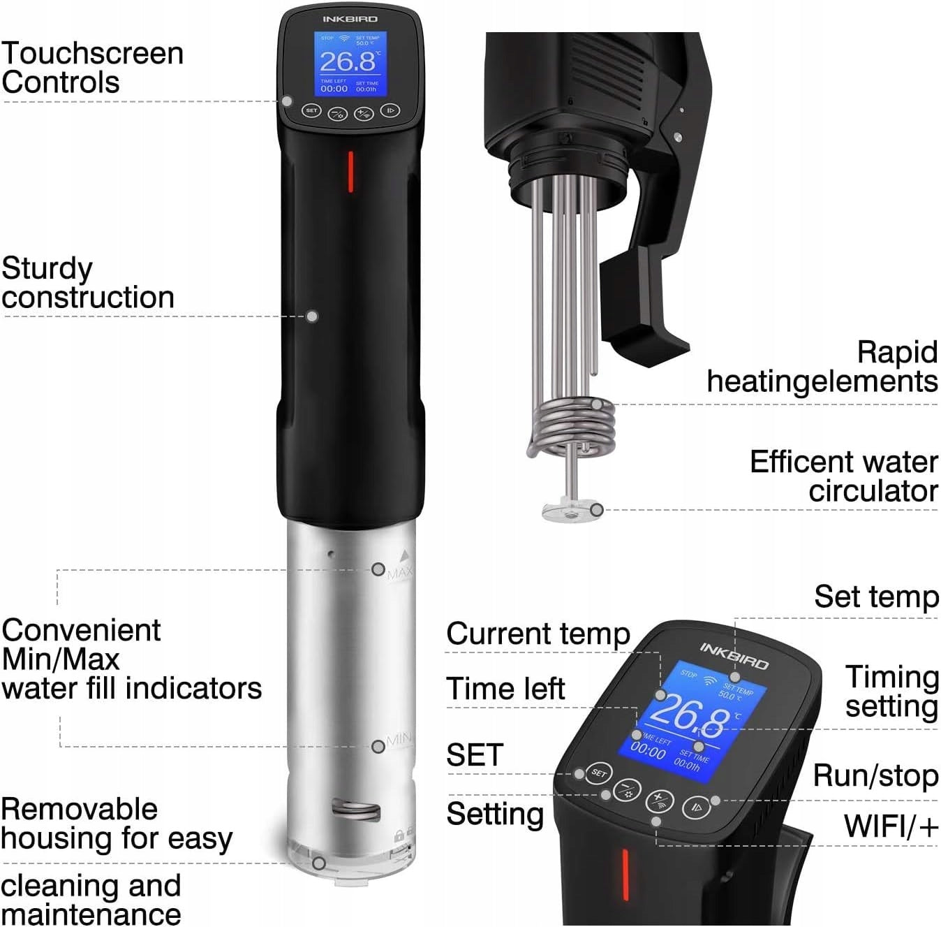 Circulator Sous Vide Submersible Thermostat 1000W LCD Precision EAN (GTIN) 5906663259036