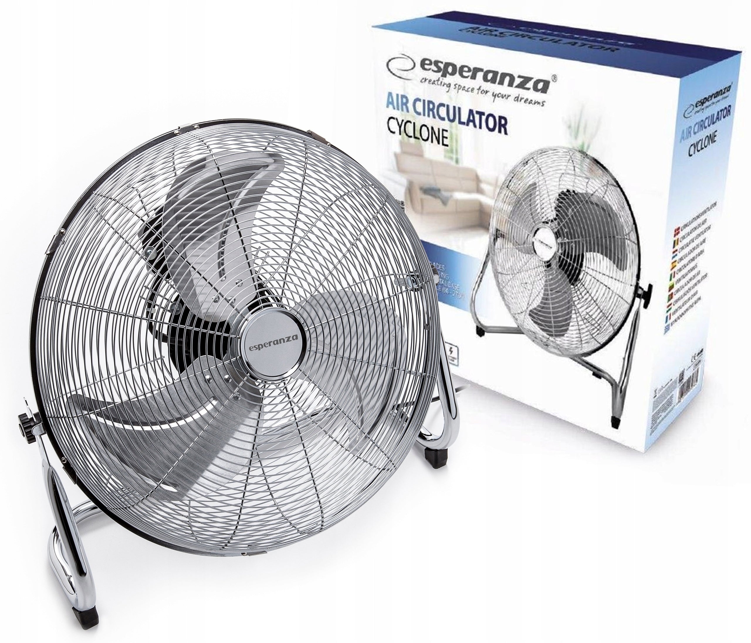 Circulator floor fan 110W 50cm chrome metal Esperanza EHF006 Packaging status original