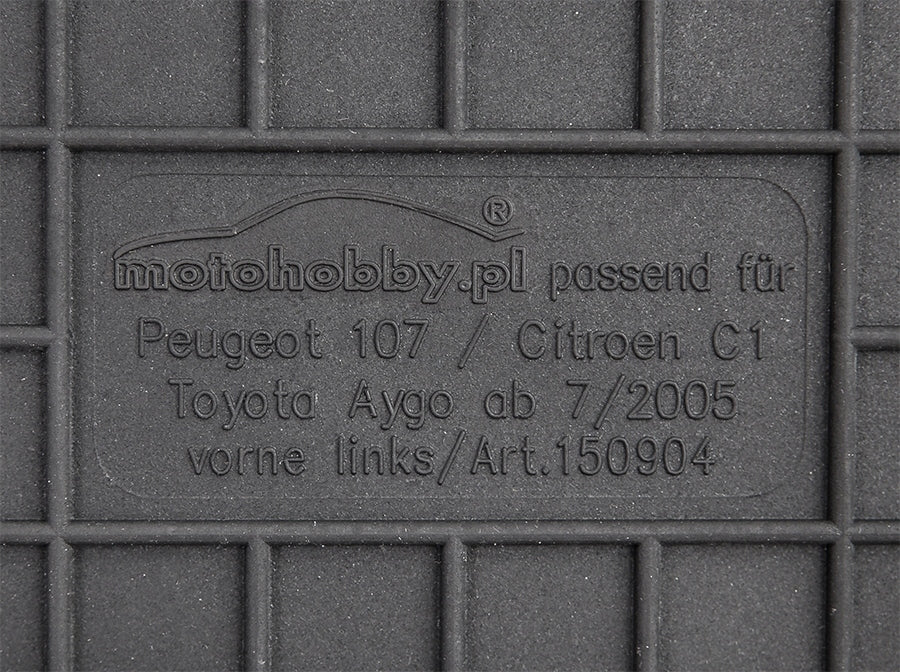 Citroen C1 I 2005-2014 RUBBER MATS DEDICATED TO THE CAR BLACK TO SIZE Manufacturer Motohobby
