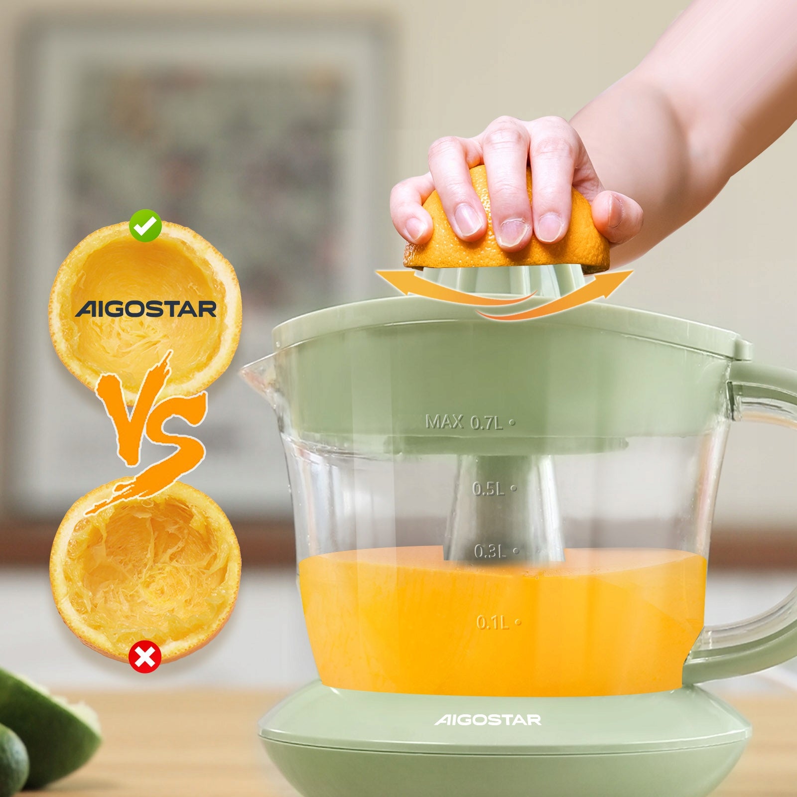 Citrus Juicer Electric 40W Green Fruit Juicer 0.7L Power rating 40 W