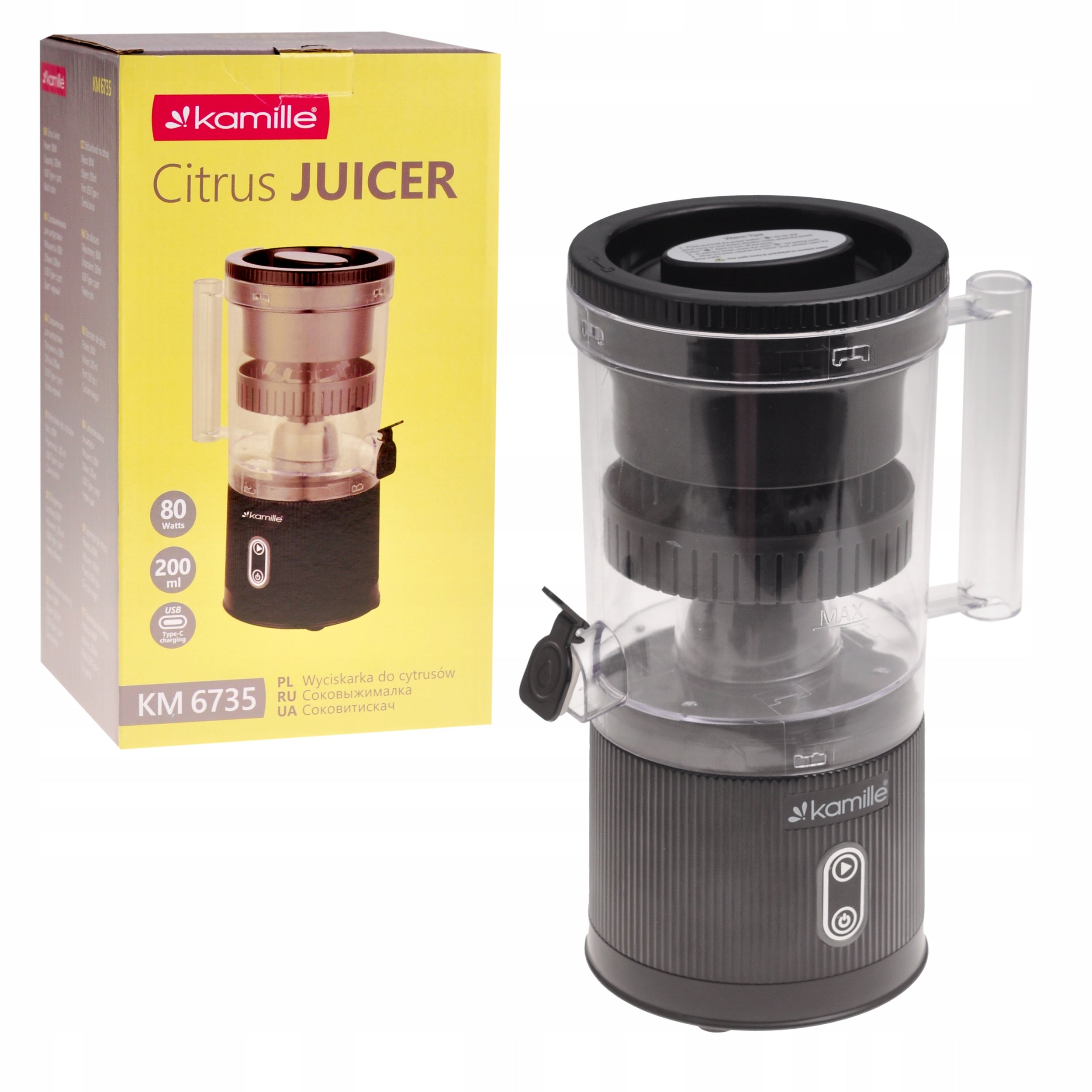 Citrus juicer Kamille 6735 black 80 W