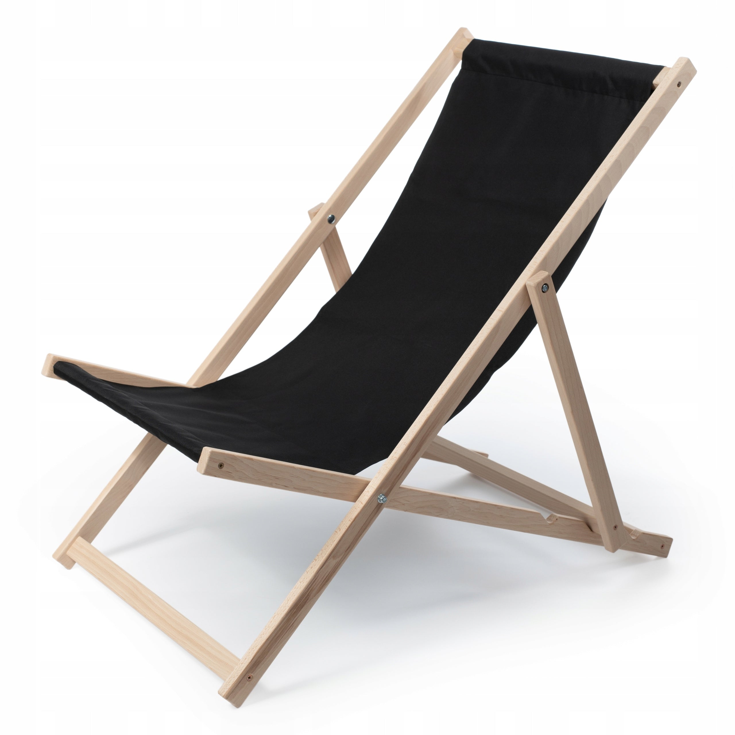 Classic Black Wooden Garden Lounger