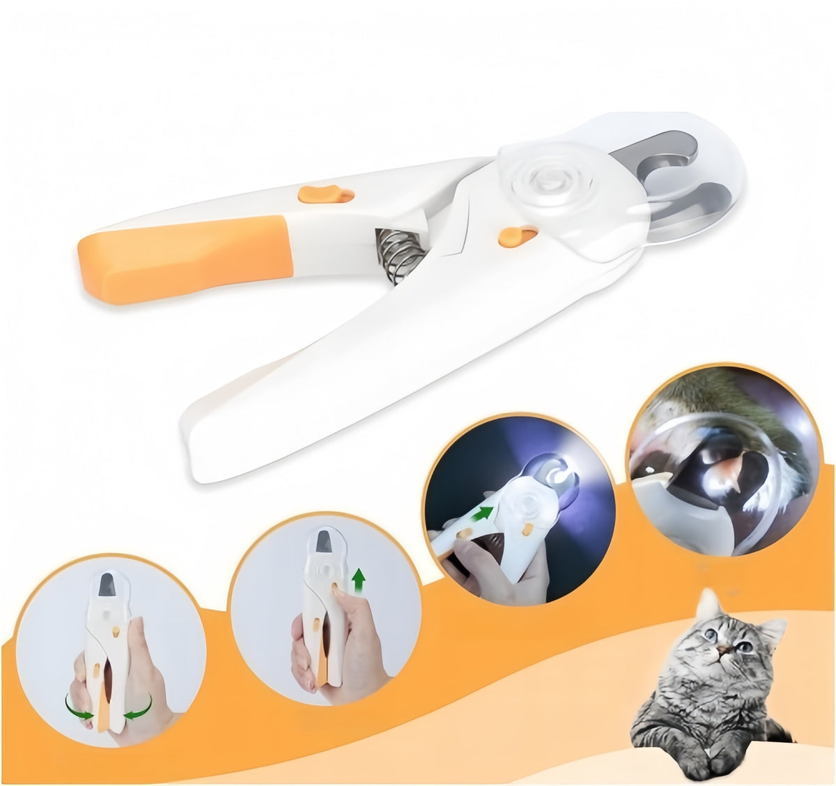 Claw Clippers for Cat Dog Clamps with LED Container Scissors Packaging status original