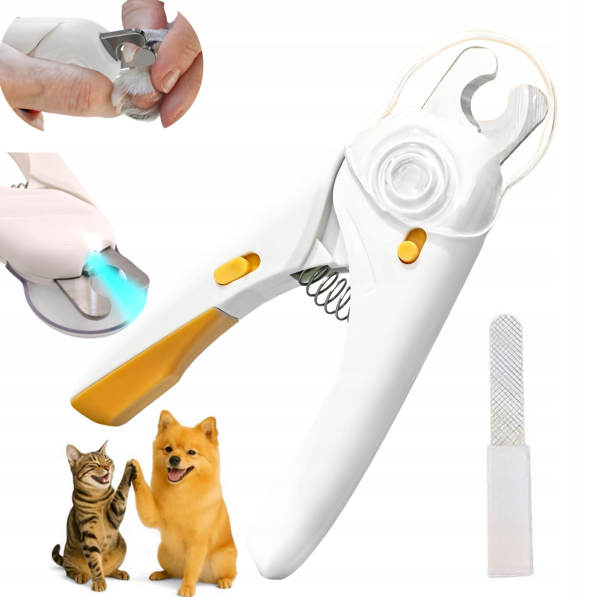 Claw Clippers for Cat Dog Clamps with LED Container Scissors