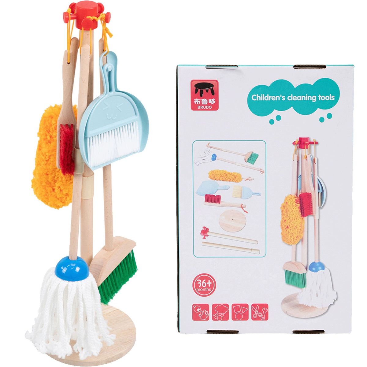 Cleaning Kit Brush Sweeper Mop 7el Toys MONTESSORI For Kids