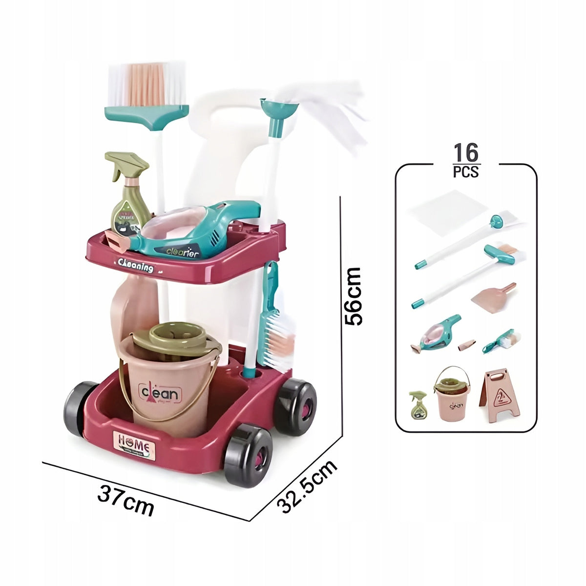 Cleaning Kit for Kids Trolley Mop Vacuum Cleaner Broom 16el Brand BOUNN
