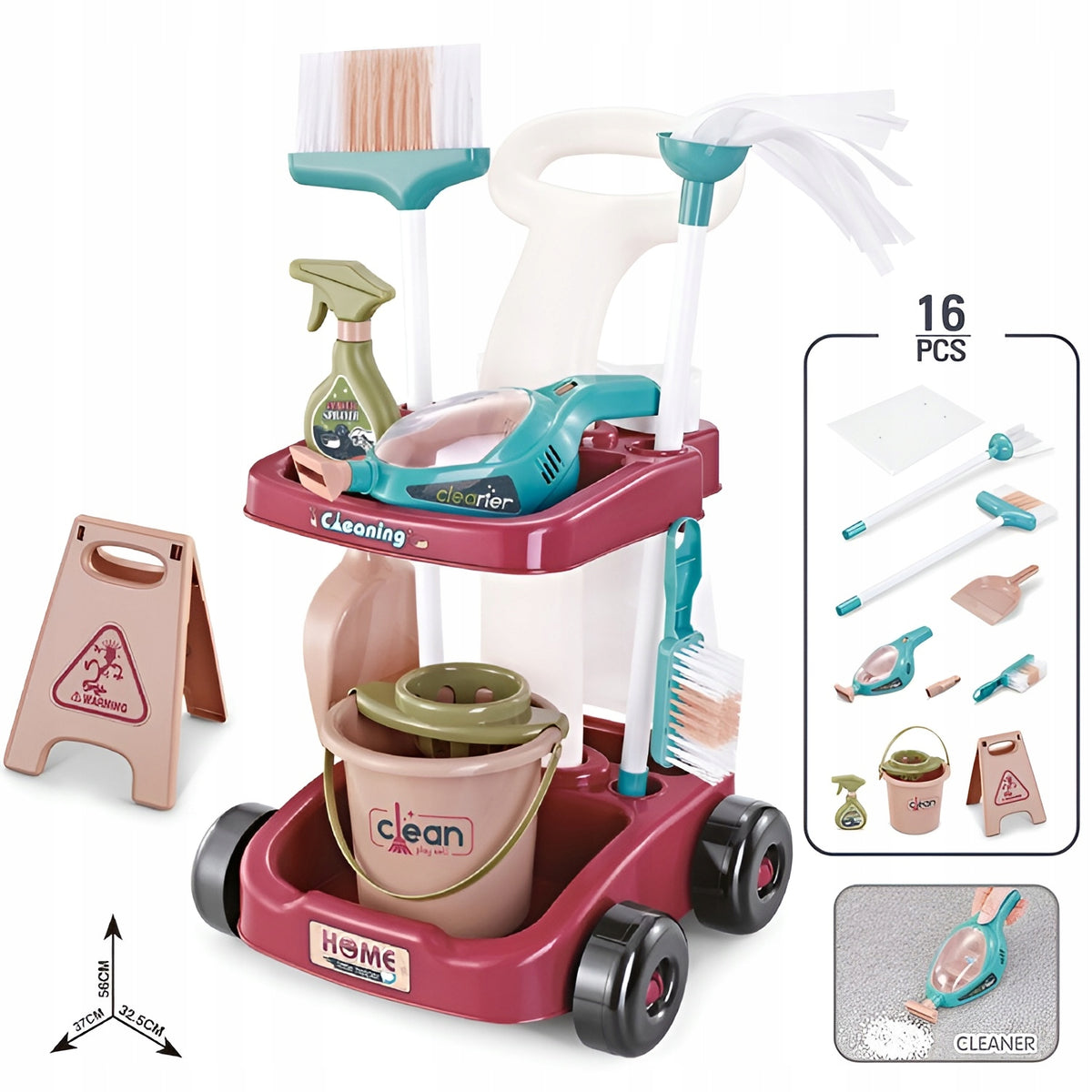 Cleaning Kit for Kids Trolley Mop Vacuum Cleaner Broom 16el Packaging status original
