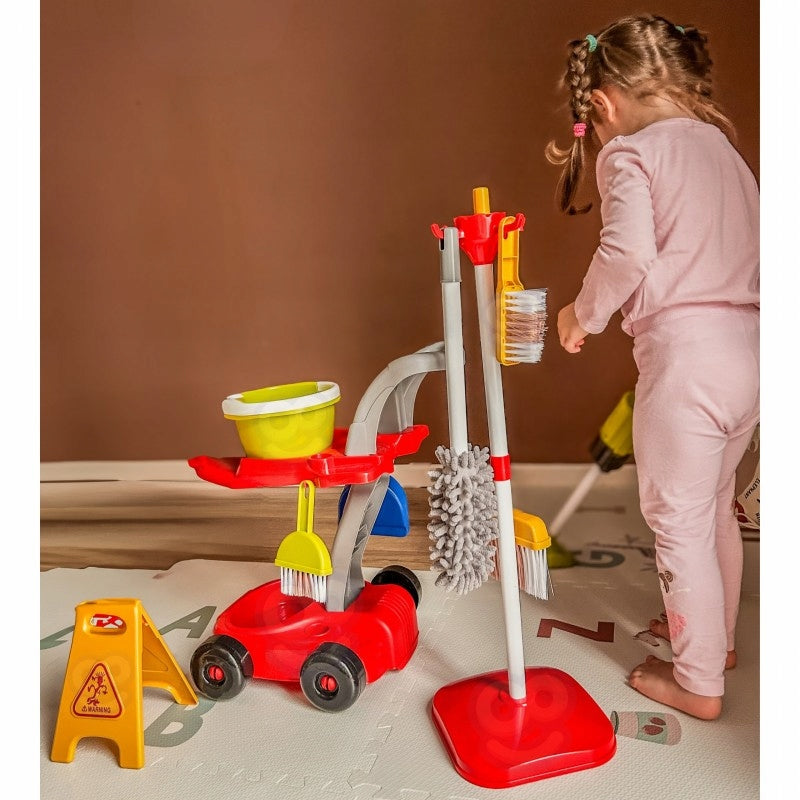 Cleaning Kit on Wheels XXL Trolley 3in1 29 el. BRUSH MOP BUCKET Brand Woopie