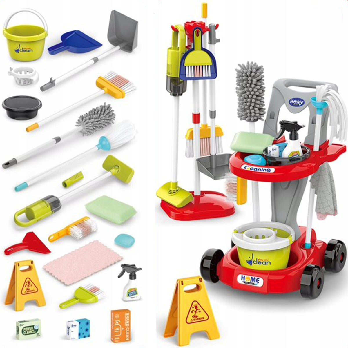 Cleaning Kit on Wheels XXL Trolley 3in1 29 el. BRUSH MOP BUCKET