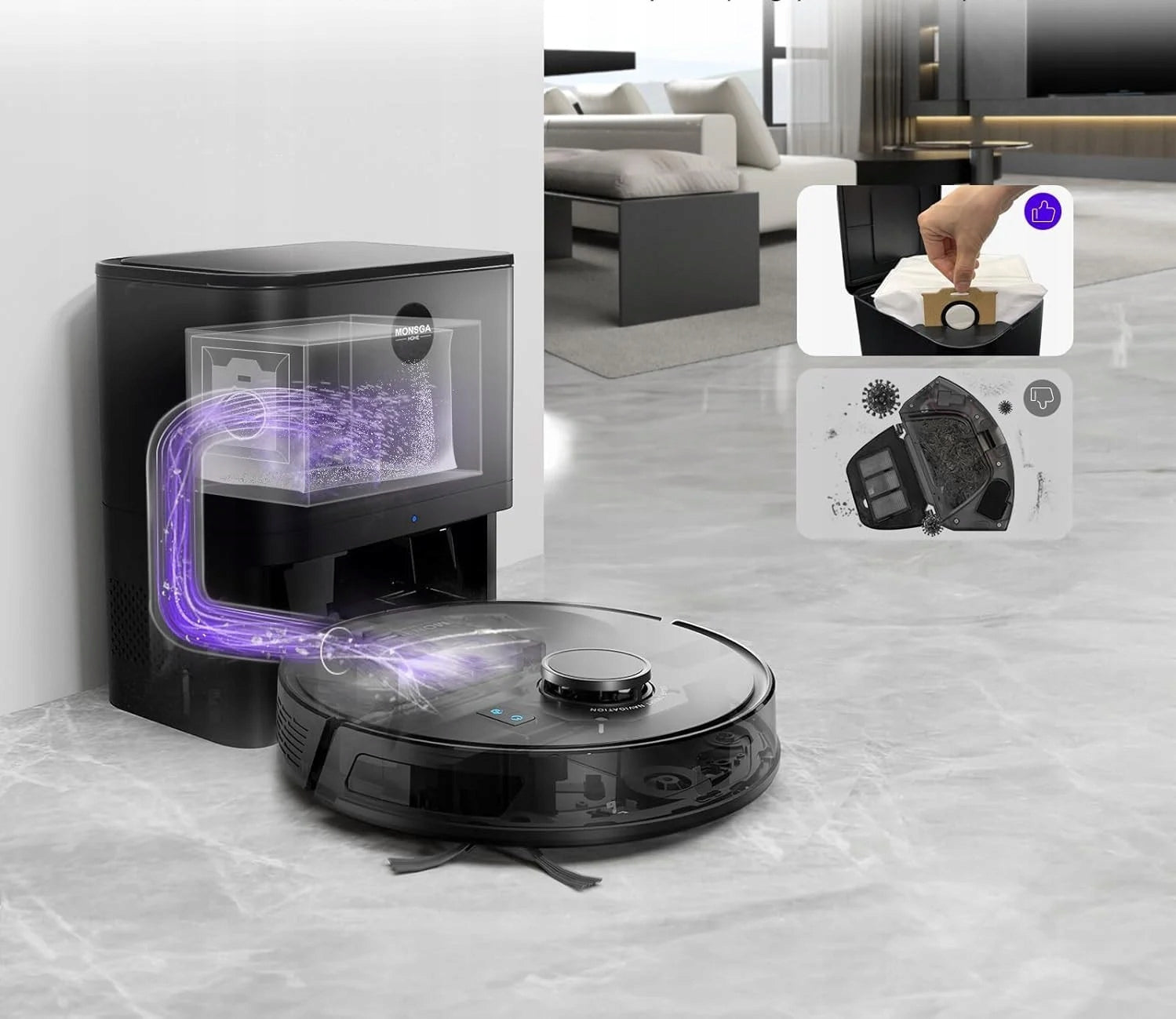 Cleaning Robot Mopping Vacuum Cleaner MONSGA MS1 MAX EMPTYING STATION Brand no brand