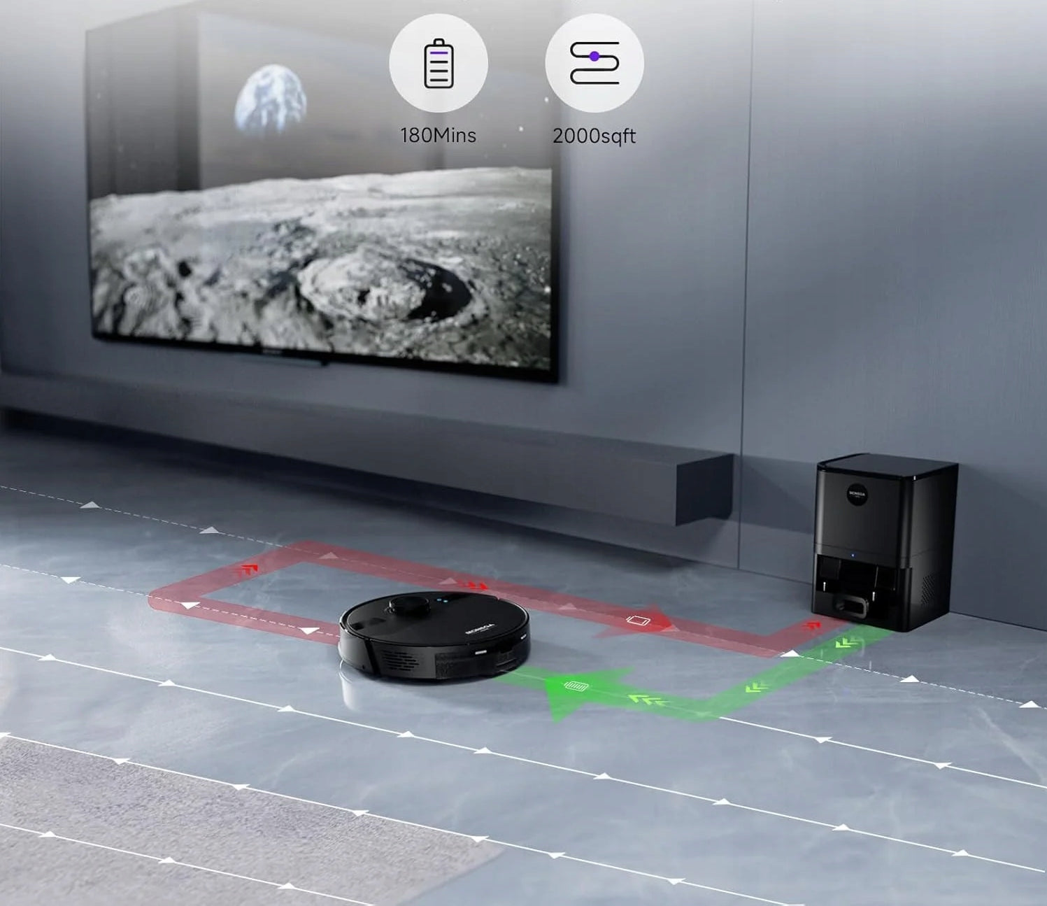 Cleaning Robot Mopping Vacuum Cleaner MONSGA MS1 MAX EMPTYING STATION Wireless operating time 180 min