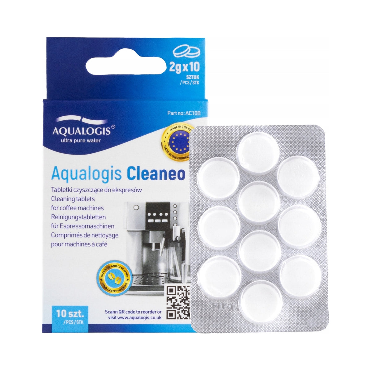 Cleaning and degreasing tablets Aqualogis Cleaneo for espresso machine 10 pcs. Packaging status original