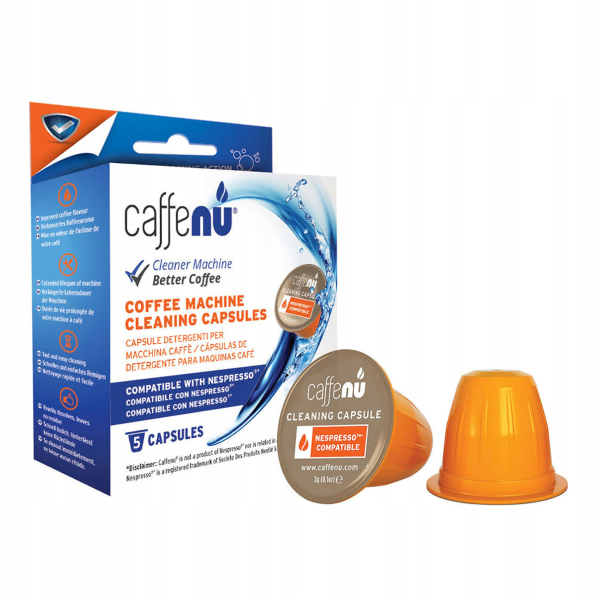 Cleaning capsules Caffenu for Nespresso capsule machines 5 pcs. Brand CaffeNu