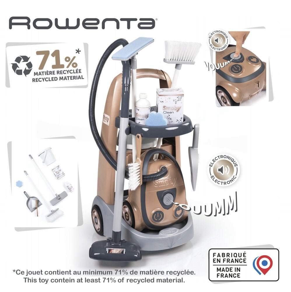 Cleaning trolley with vacuum cleaner ROWENTA sounds Accessories Smoby Brand Smoby