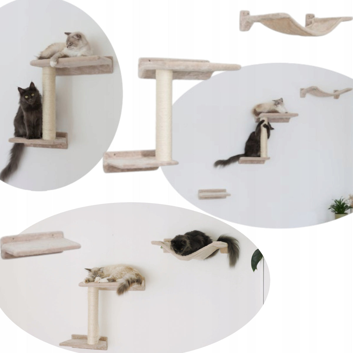 Climbing Wall for Cat to Hang on the Wall 3 Elements