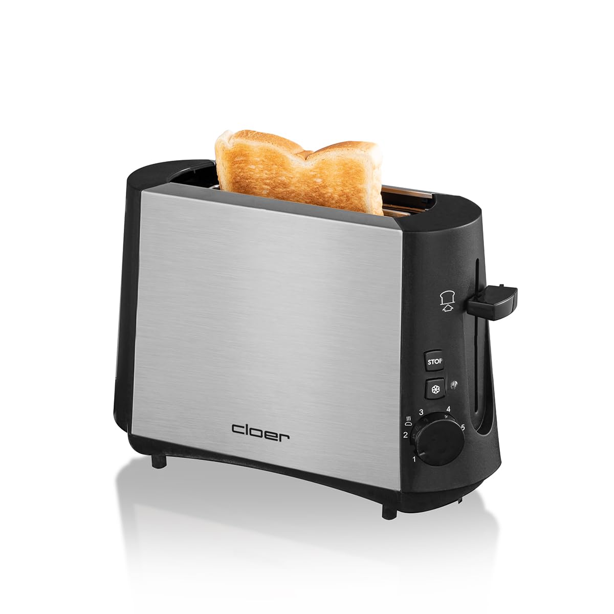 Cloer 3890 single toaster, 600W, stainless steel, defrost function