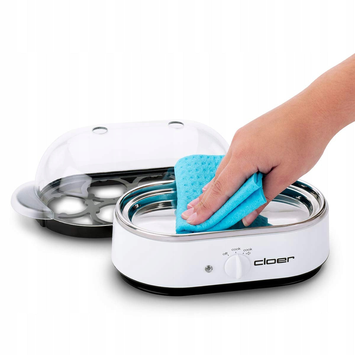 Cloer 6081 electric egg cooker 6 eggs 350W white stainless steel Dominant color silver/gray