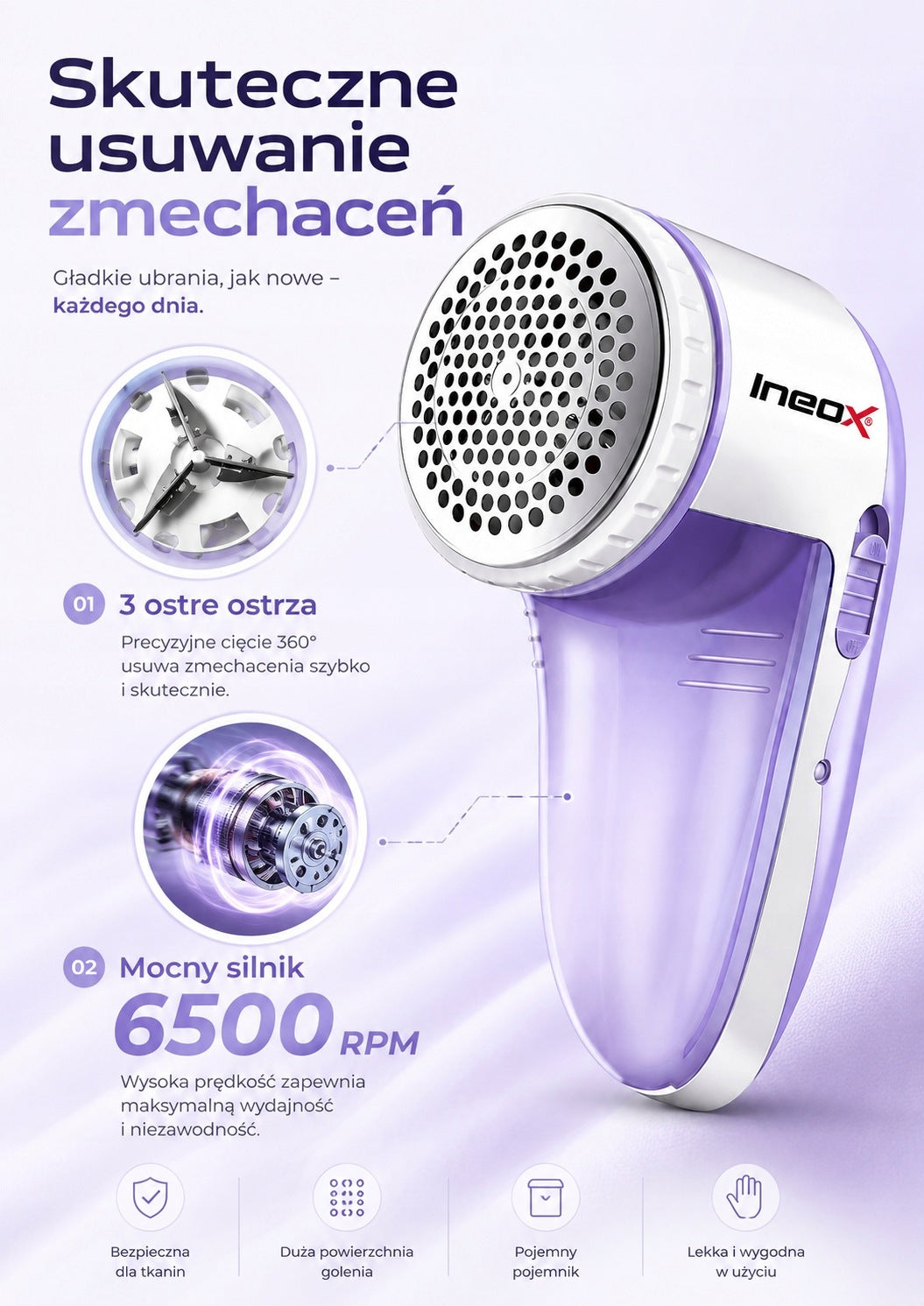 Clothes Shaver Electric Cordless Machine Strong For Fabric Sweaters Manufacturer code Maszynka do czyszczenia ubrań z kłaczków