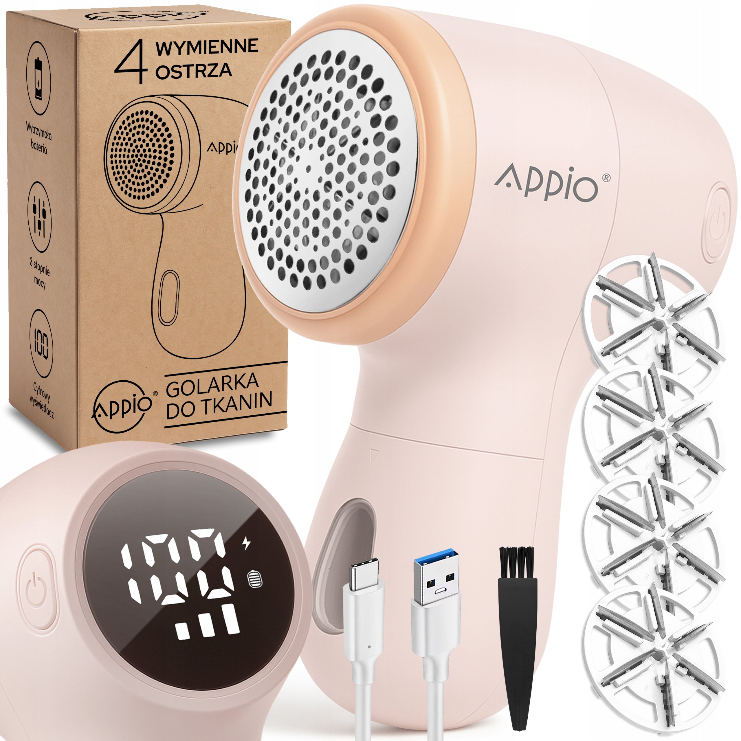 Clothes Shaver Fabric Upholstery Sweaters Power Wireless USB-C 4 Blades