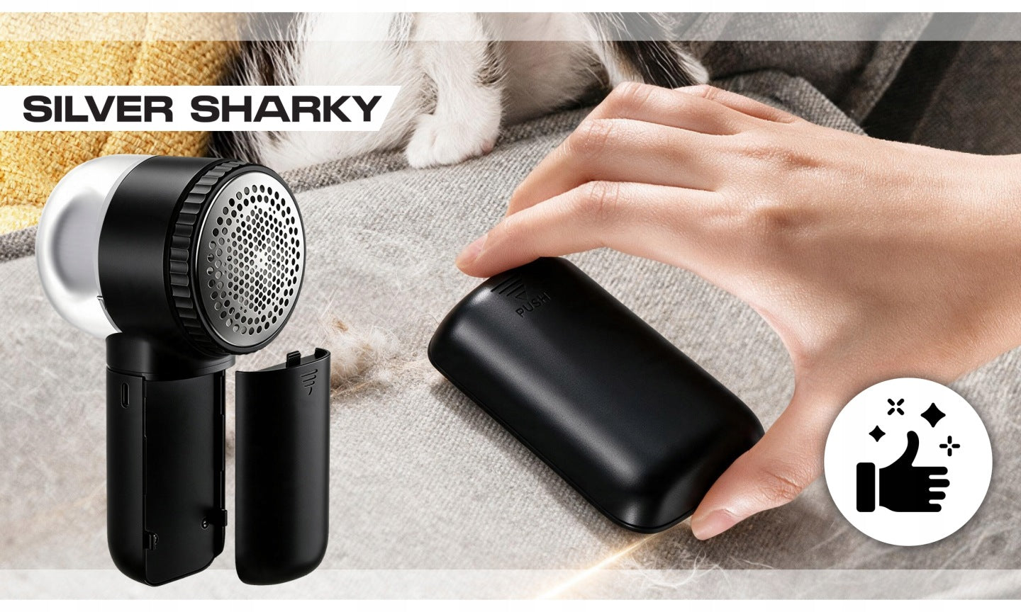 Clothes Shaver Upholstery Fabric Rechargeable Large USB + 2in1 Brush Manufacturer code ELEKTRYCZNA GOLARKA DO UBRAŃ TKANIN MOCNA