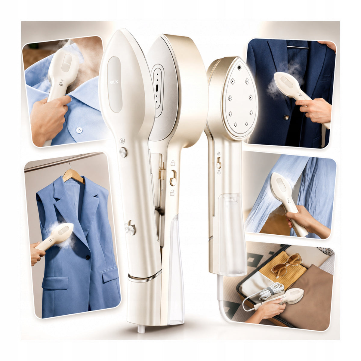 Clothes Steamer Steam Ironing Portable Iron 1000W Beige