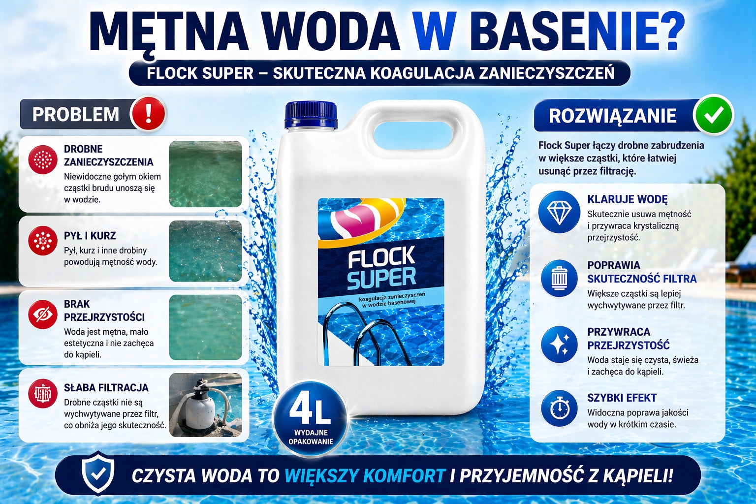Coagulant for Pool 4L FLOCK SUPER Clarifies Water Crystalline Water Manufacturer code 4d1GAMI.801954
