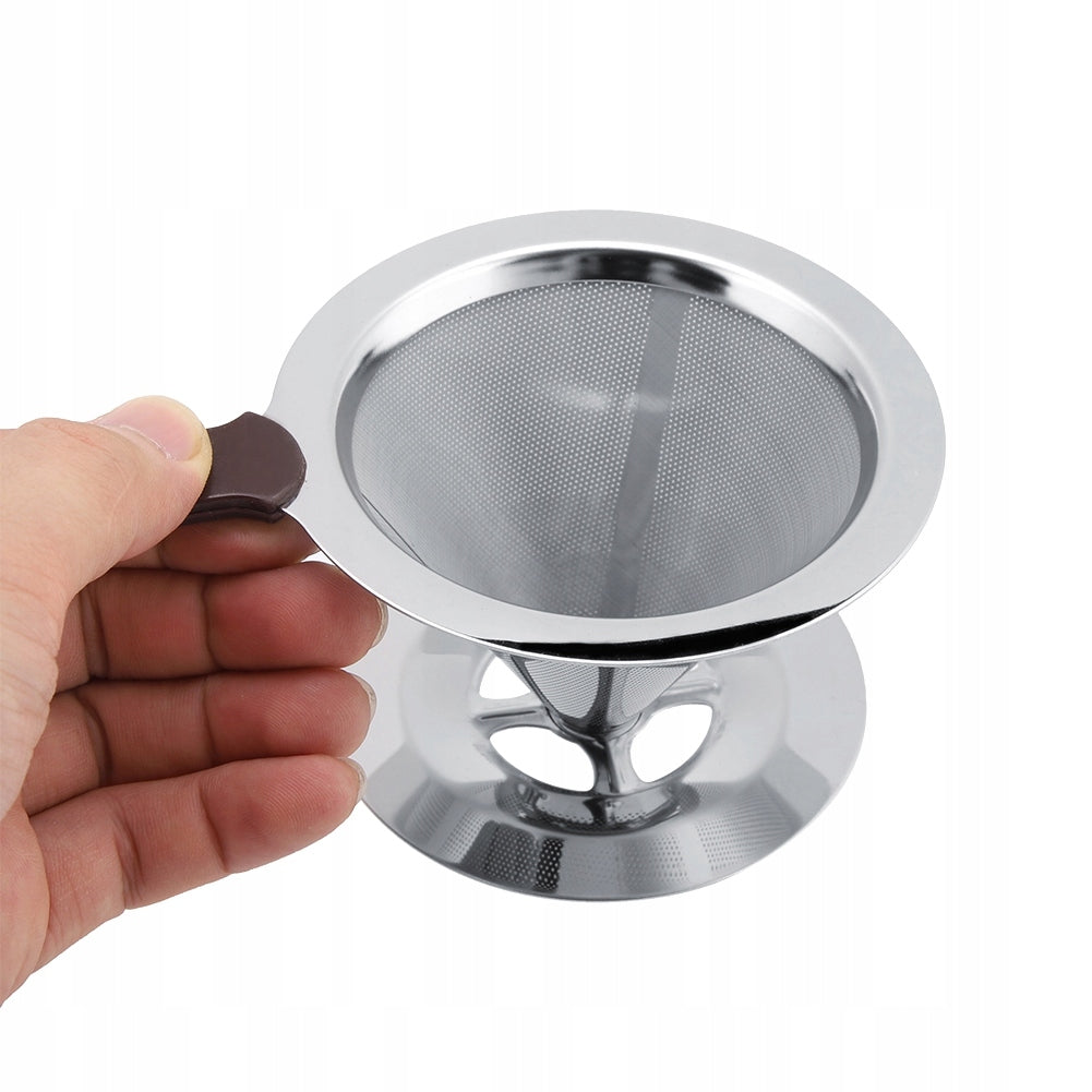 Coffee Filter Stainless Steel Double Layer Reusable with Stand Packaging status original