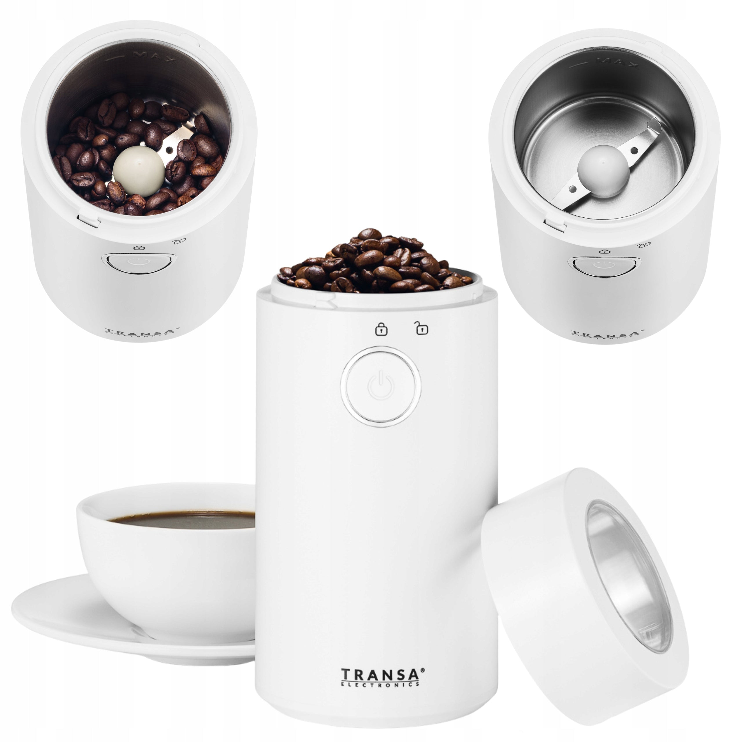 Coffee Grinder Electric BLADES STAINLESS STEEL WHITE 200W