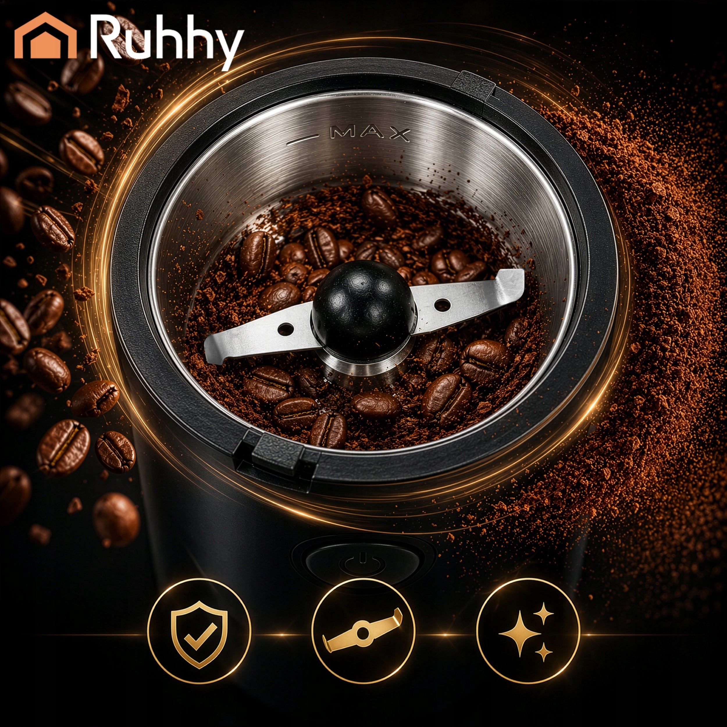 Coffee Grinder Electric Walnut Grinding Spices in 20s BPA Free Manufacturer code Młynek do mielenia kawy Ruhhy 28694