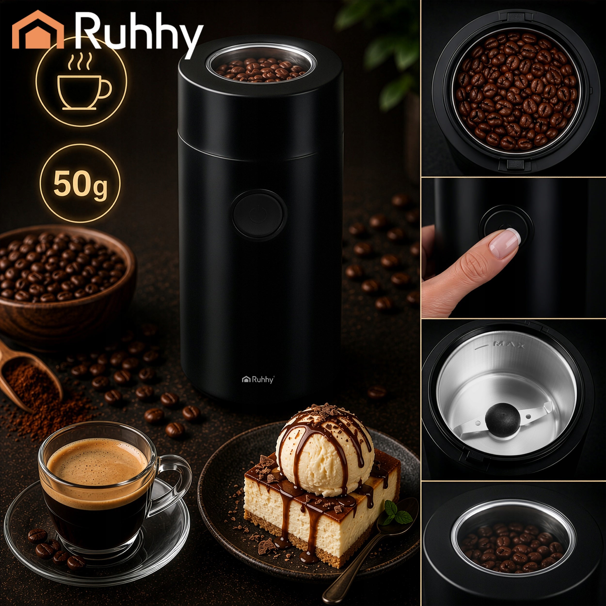 Coffee Grinder Electric Walnut Grinding Spices in 20s BPA Free Packaging status original