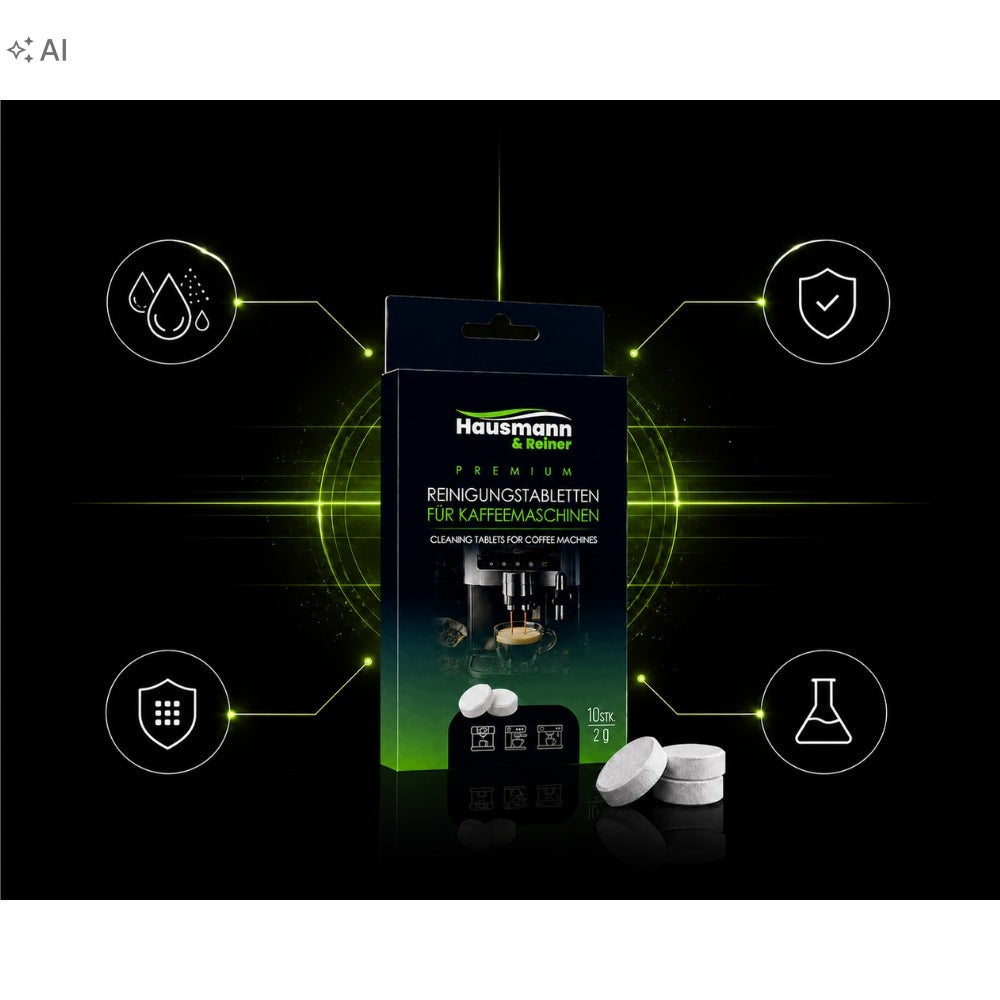 Coffee Maker Cleaning Tablets Universal Powerful Effective 10pcs Manufacturer code Tabletki do czyszczenia Hausmann&Reiner