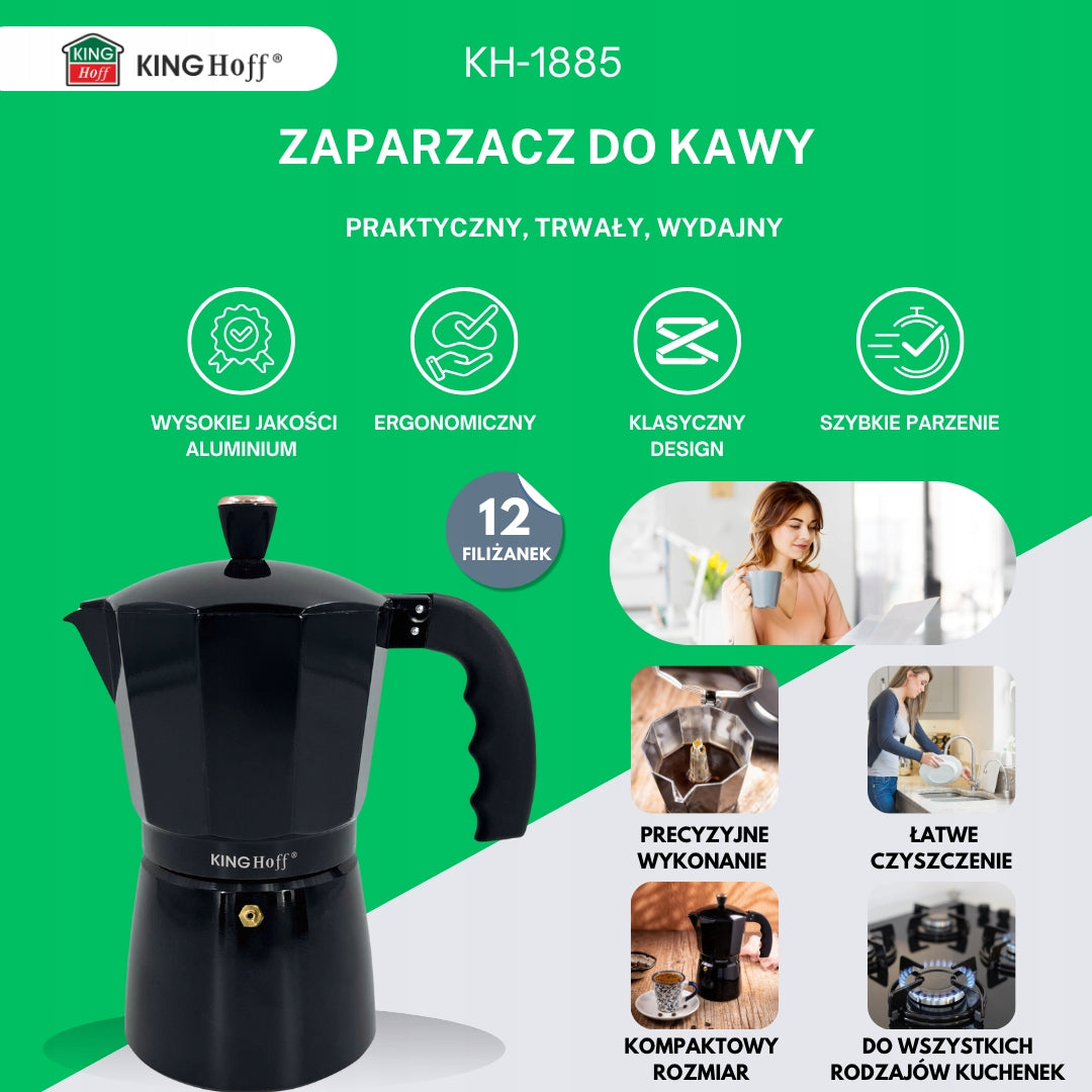 Coffee Maker KINGHoff KH1885 12 cups Espresso Induction 600 ml Manufacturer code KH-1885
