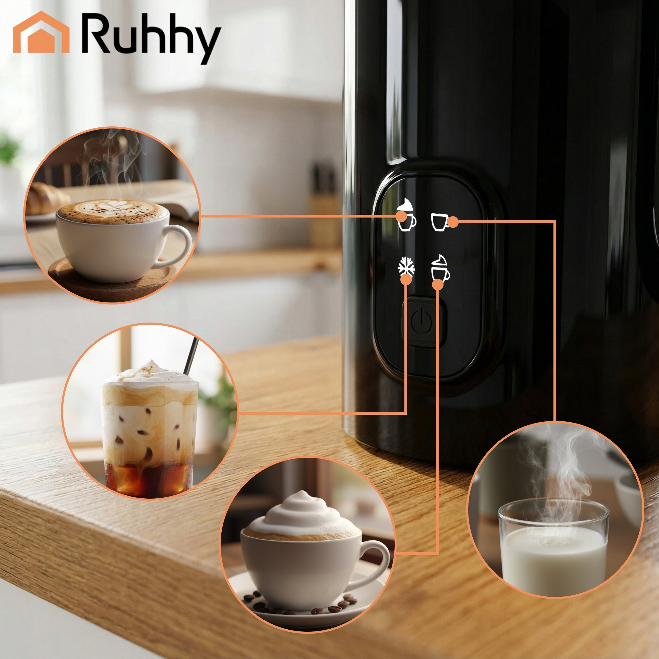 Coffee Milk Foamer Electric Heater 400W 350ml 4 Modes BPA FREE Manufacturer code Spieniacz do mleka Ruhhy 400W 28431