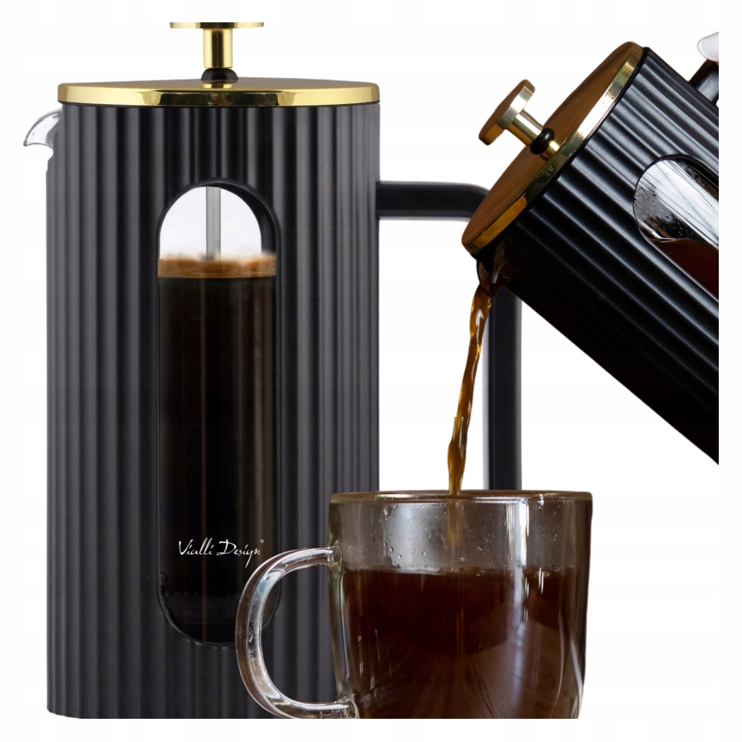 Coffee and Tea Maker Jug Vialli Design Livio Black and Gold 1000ml