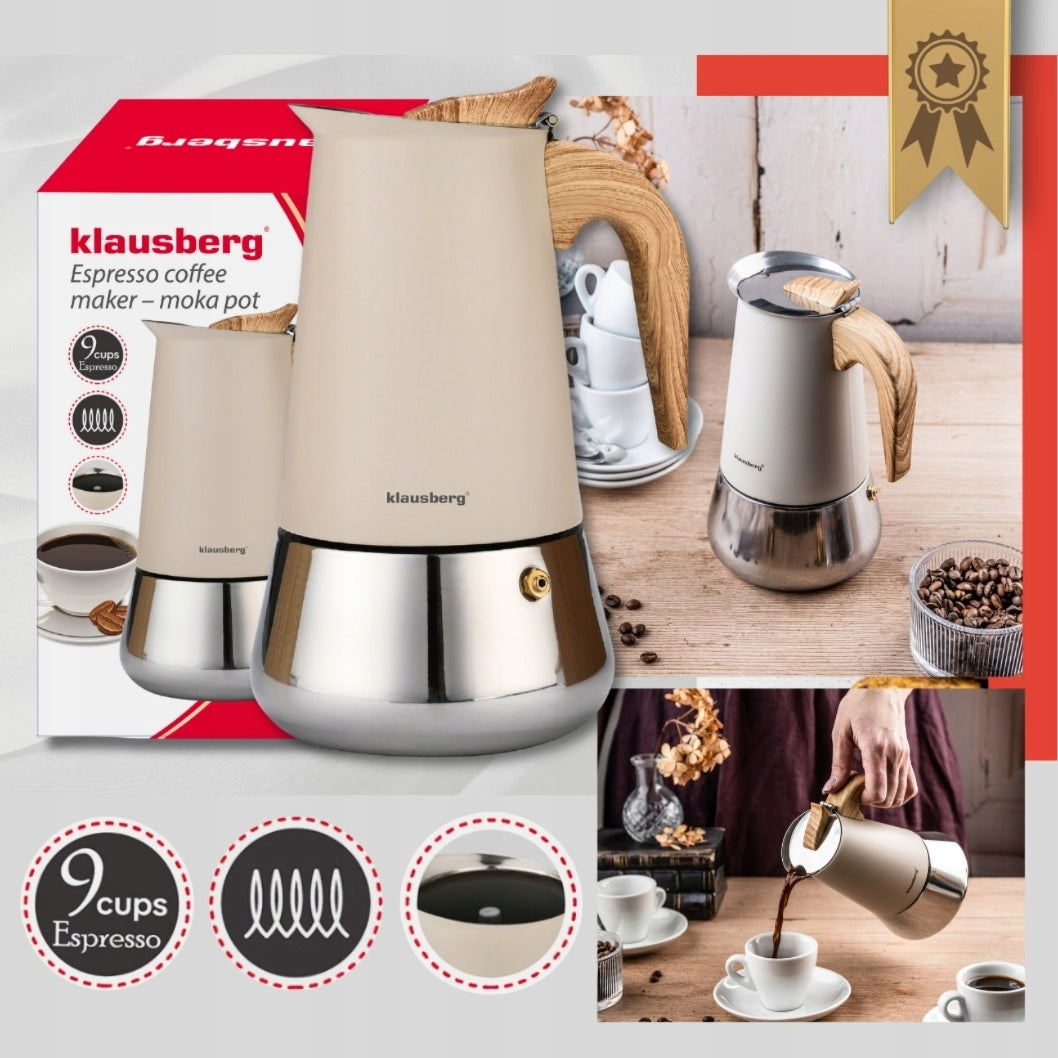 Coffee maker Klausberg KB-7996 9 cup moka induction Gas steel premium espresso Manufacturer code KB-7996