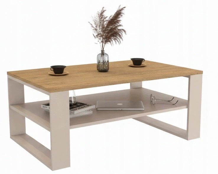 Coffee table in loft style modern cashmere stone oak