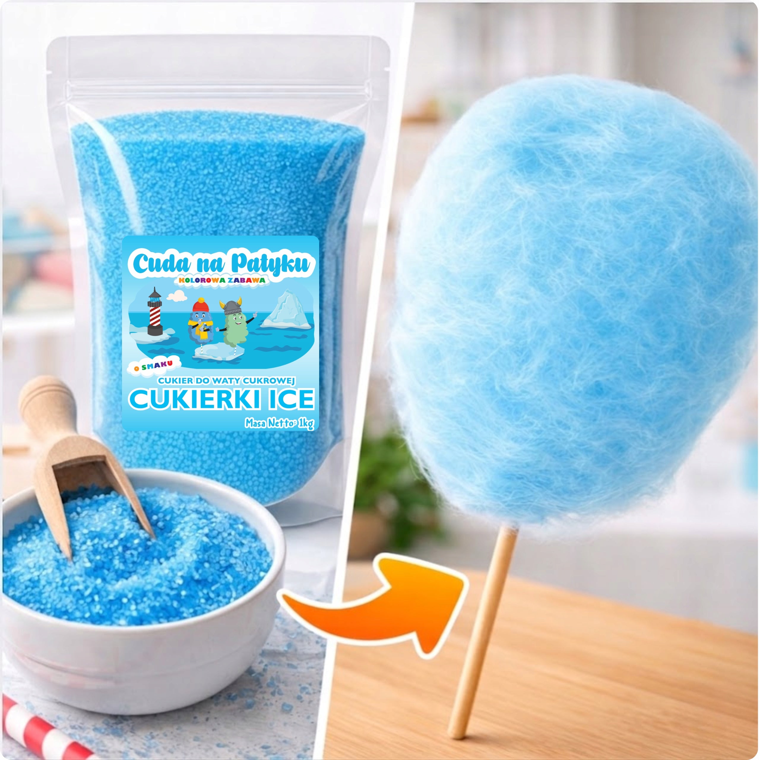 Colorful Cotton Candy Sugar for ICE Candy Flavor Machine 1KG Packaging status original