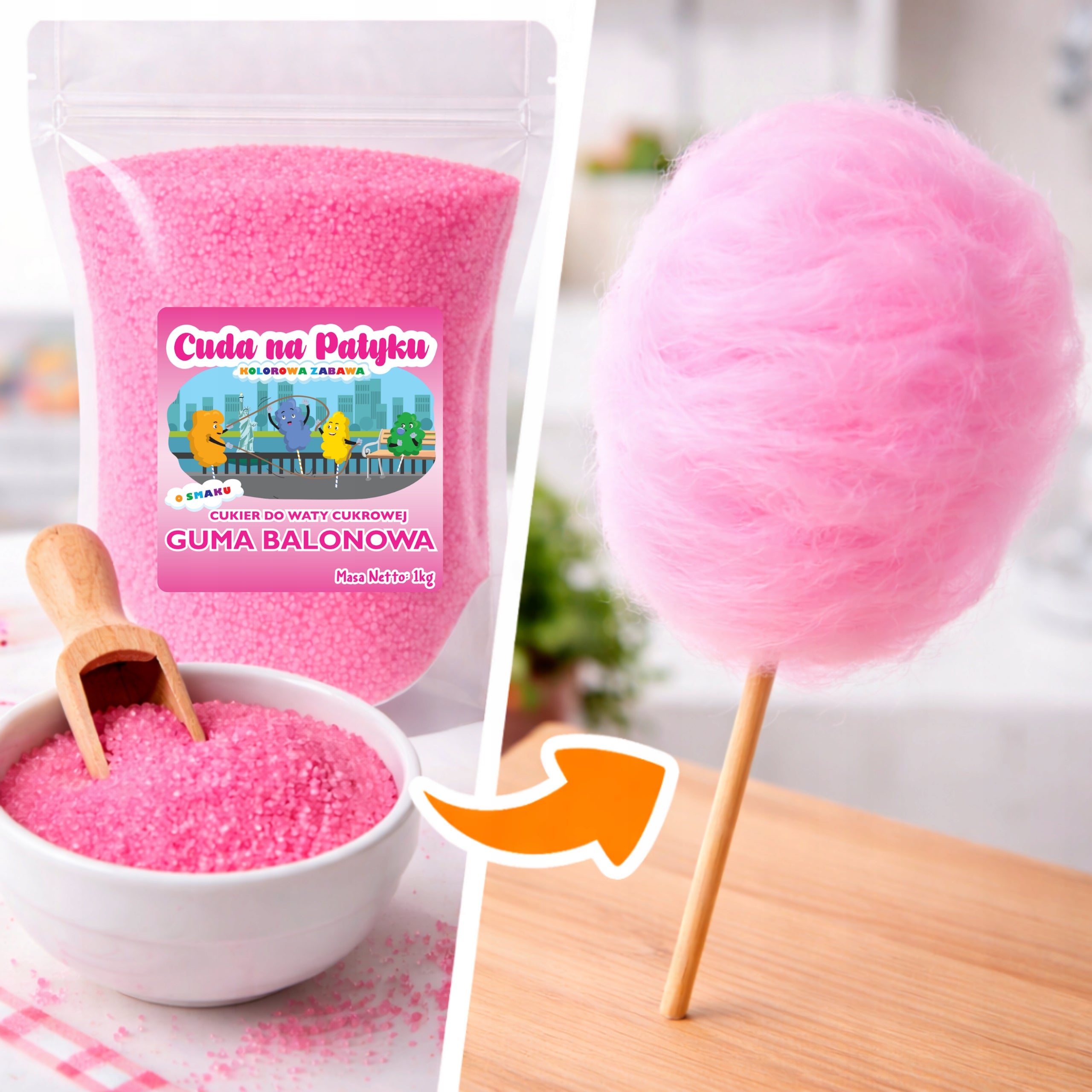 Colorful Cotton Candy Sugar for Taste Machine Balloon Rubber 1KG Packaging status original
