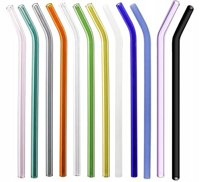 Colorful Glass Straws Eco 12pcs Reusable Drinking and Drink Set Material glass
