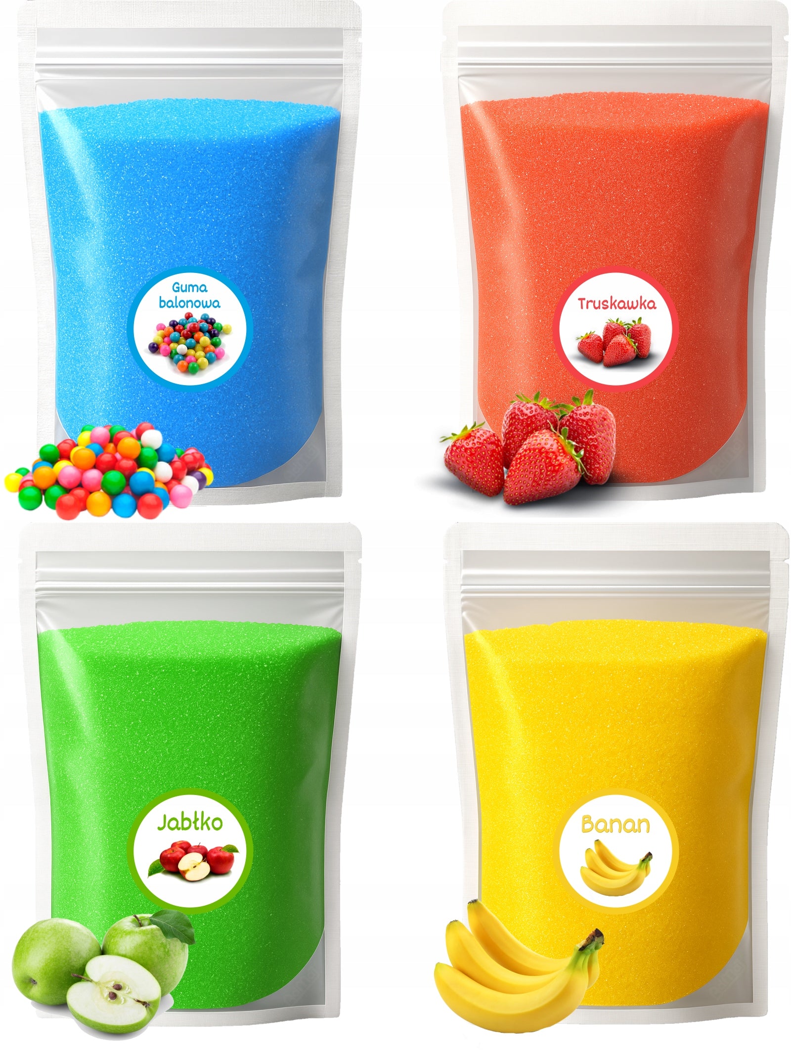 Colorful and Flavored Sugar 4x 1kg Doypack For Cotton Candy Set