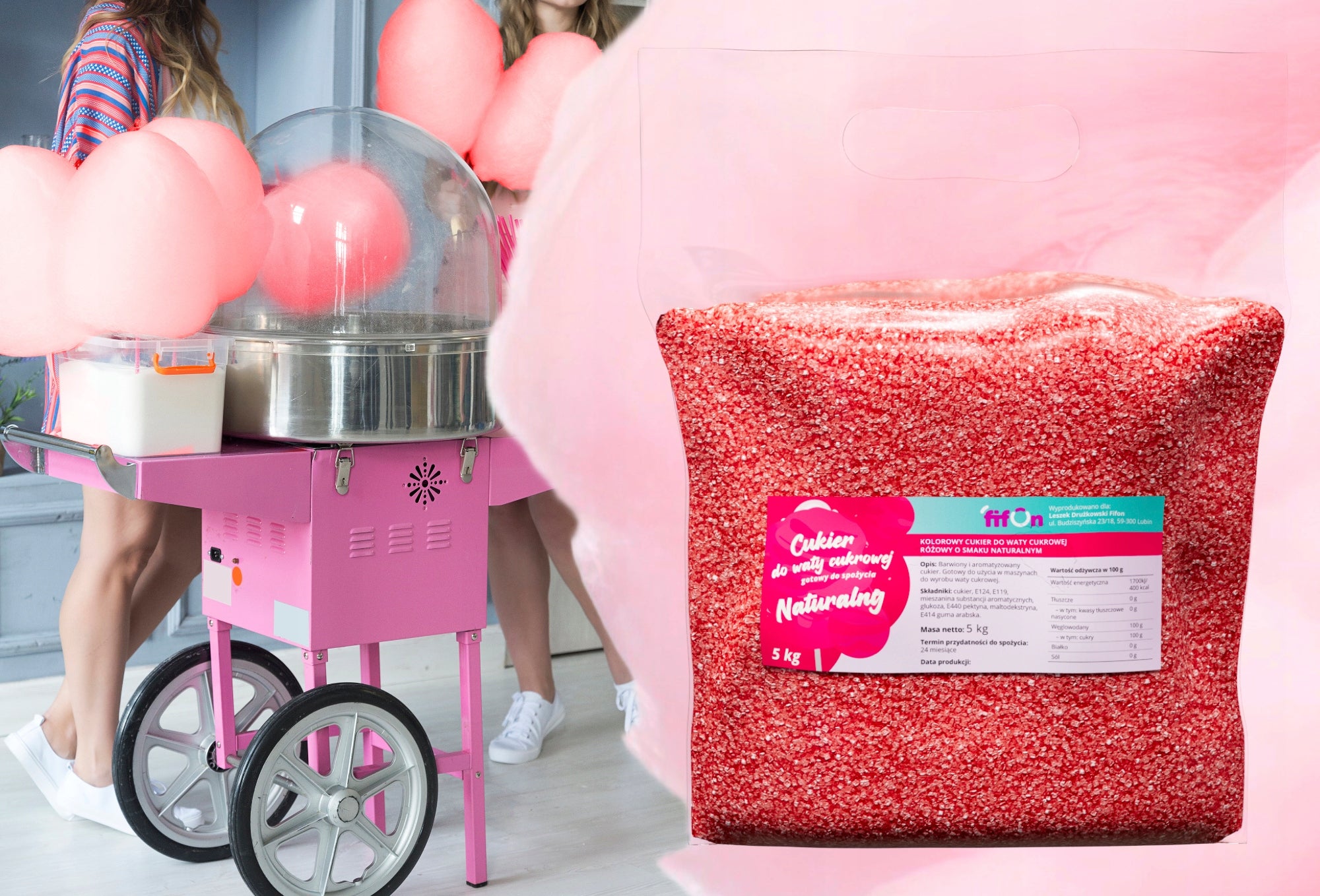 ColourED SUGAR FOR COTTON CANDY 5kg PINK Packaging status original