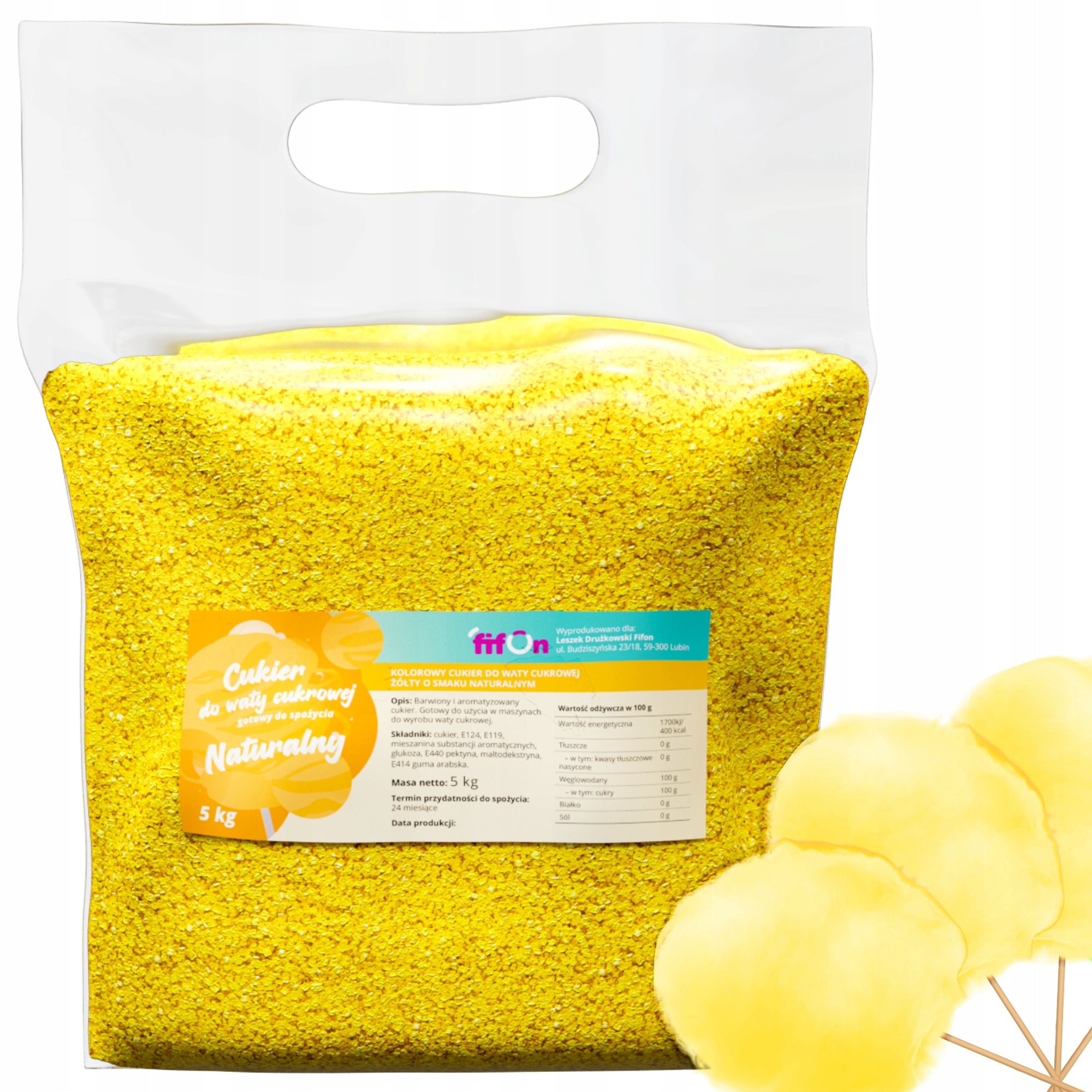 ColourED SUGAR FOR COTTON CANDY 5kg YELLOW