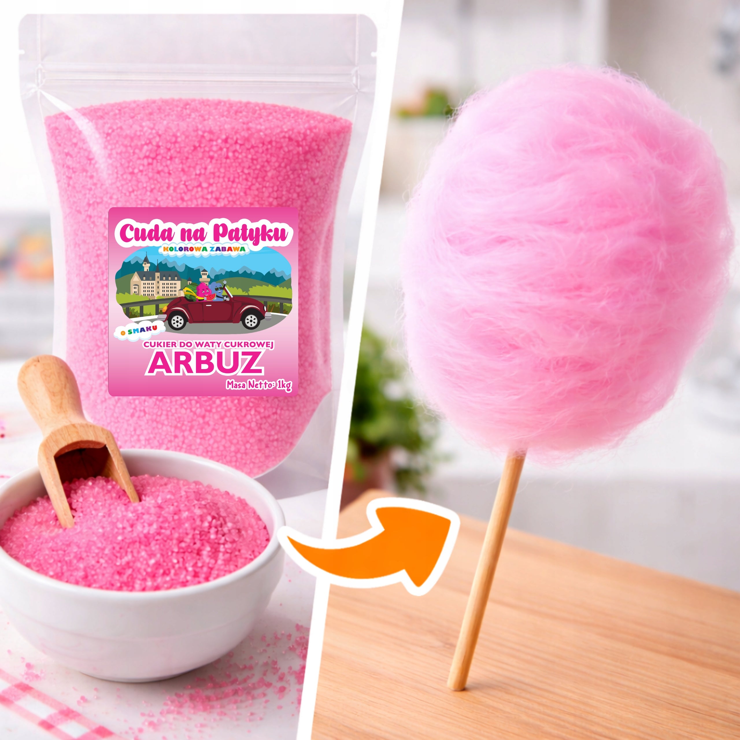 Coloured Cotton Candy Sugar for Watermelon Flavour Machine 1 KG Packaging status original