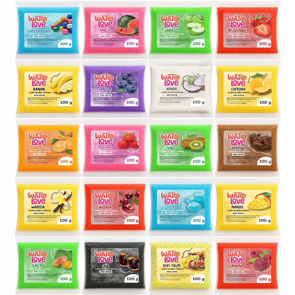 Coloured Sugar for Cotton Candy 20 x 100 g Set for Stick Machine Packaging status original