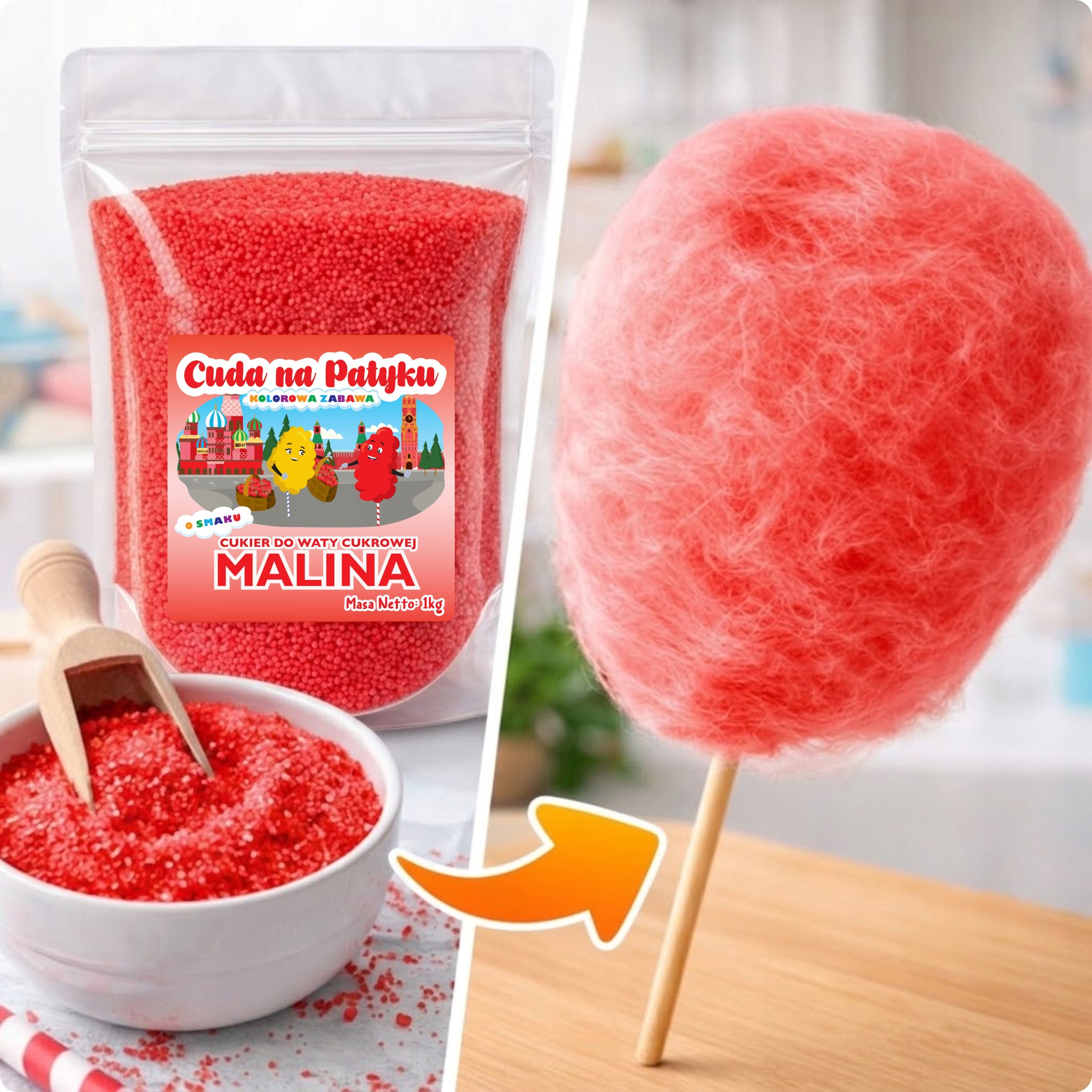 Colourful Cotton Candy Sugar for Raspberries Flavour Machine 1 KG Packaging status original