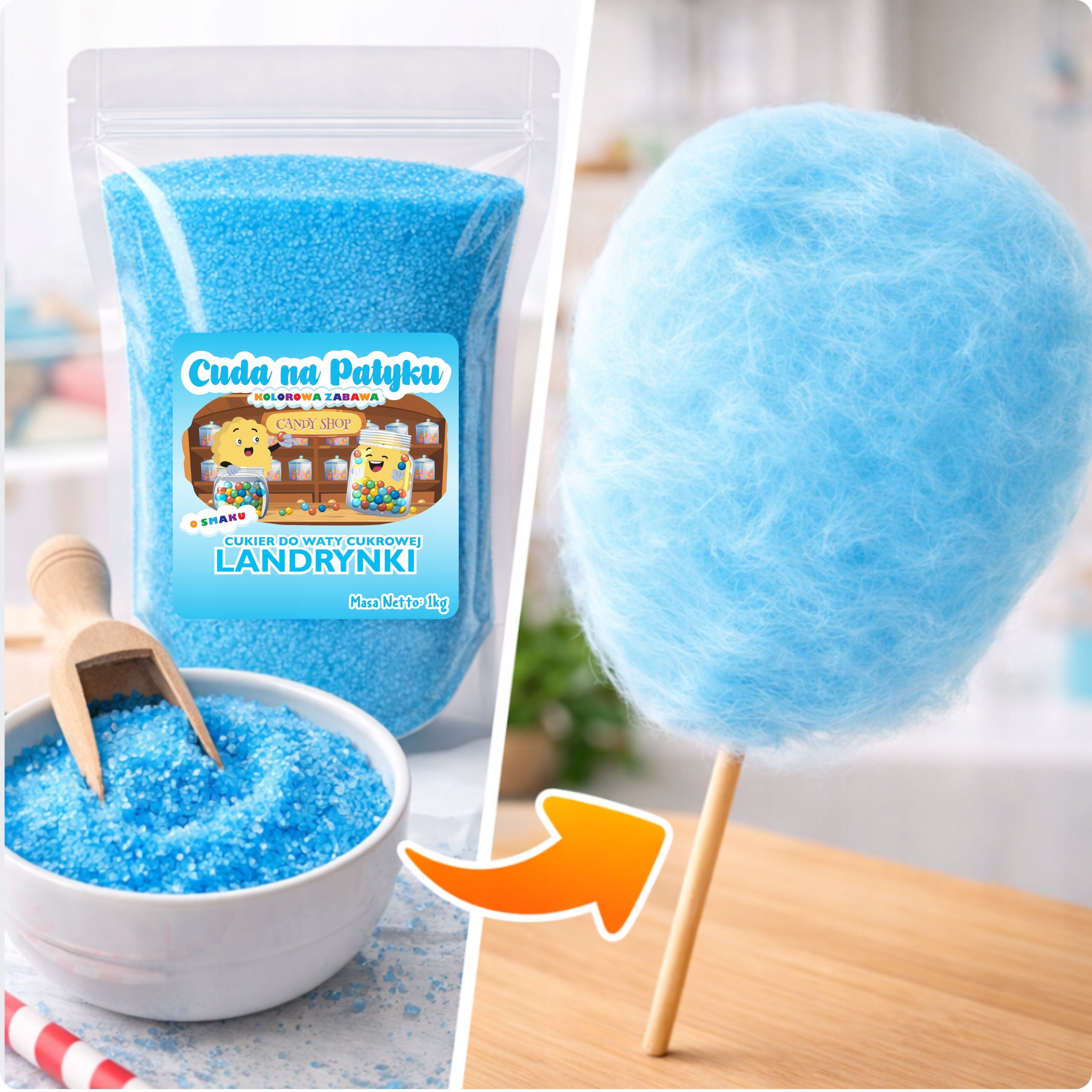 Colourful Sugar For Cotton Candy Flavored Landrynka 1 kg Manufacturer code Landrynkowy 1 KG Cukier DoyPack S