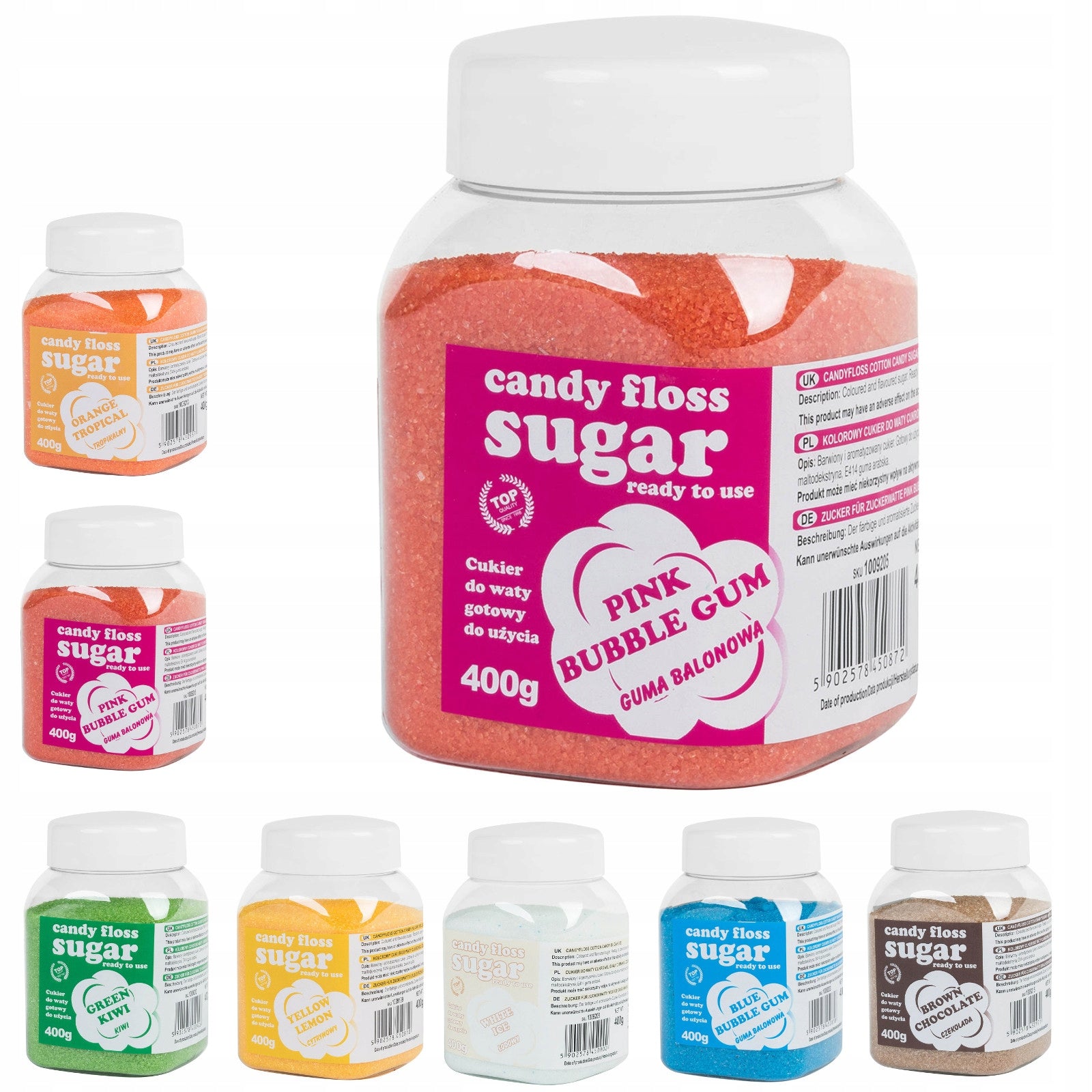 Colourful Sugar For Cotton Candy SET 8pcs. 400g