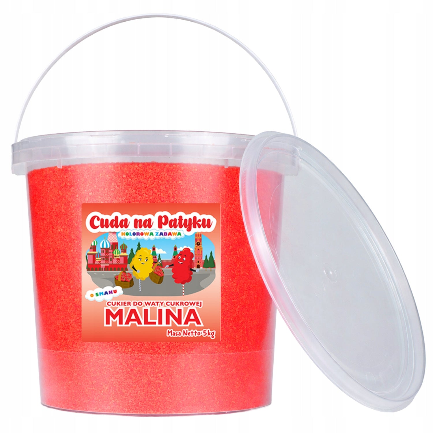 Colourful Sugar for Cotton Candy Flavoured for Machines 5 kg Raspberry Manufacturer code Cukier Malinowy 5 kg Wiadro